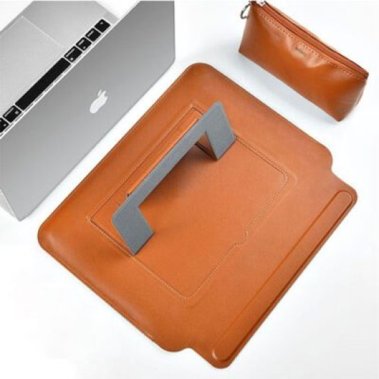 WiWU SKIN PRO PU Leather Portable Stand Sleeve for Macbook 13.3 inch – Brown