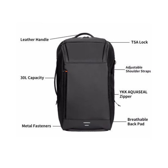 WiWU New Arrival Warriors Backpack 30L Larger Capacity Anti-theft Black Travel Laptop Business Backpacks