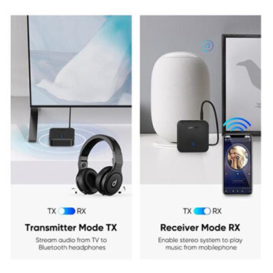 UGREEN 2-IN-1 aptX BLUETOOTH 5.0 TRANSMITTER WITH RECEIVER (50958)