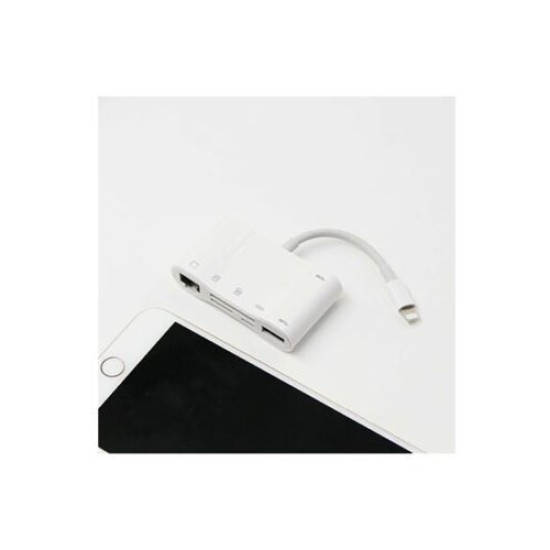 COTEetCI 6 in 1 Lightning Hub RJ45 Ethernet OTG Card Reader Adapter