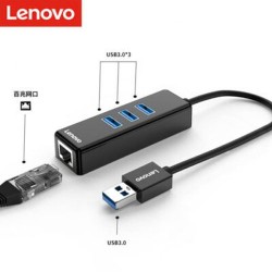  Lenovo USB 3.0 to RJ45 Gigabit Ethernet Port and USB 3.0 x 3 Adapter