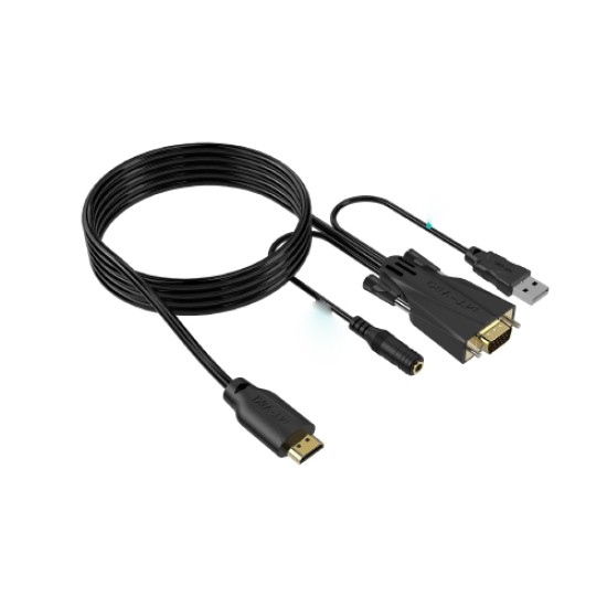 MT-VIKI HDMI to VGA Cable Adapter Converter with USB & 3.5mm Audio Male
