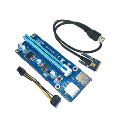 Mini PCI-E to PCI Express Extender Riser Card PCIE 1x to 16x Slot USB3.0 Data Cable SATA to 6Pin Power Supply for Bitcoin Mining