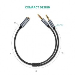 UGREEN 3.5MM FEMALE TO 2MALE AUDIO CABLE BLACK (20899) UGREEN 3.5MM FEMALE TO 2MALE AUDIO CABLE BLACK (20899)
