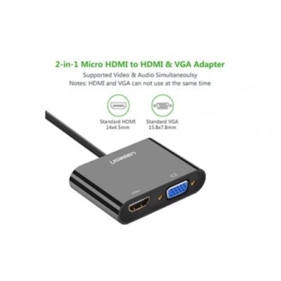 UGREEN MICRO HDMI MALE TO HDMI & VGA FEMALE CONVERTER (30355)