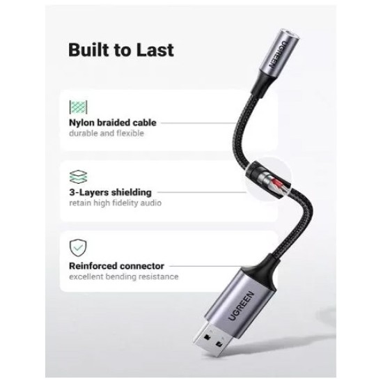 UGREEN USB 2.0 TO 3.5 AUDIO CONVERTER (30757)