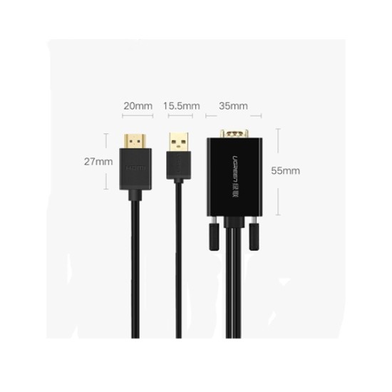 UGREEN VGA TO HDMI CABLE 2M(30840) UGREEN VGA TO HDMI CABLE 2M(30840)
