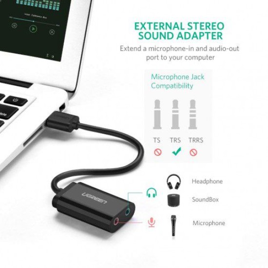 UGREEN USB 2.0 AUDIO ADAPTER EXTERNAL STEREO SOUND CARD (30724)