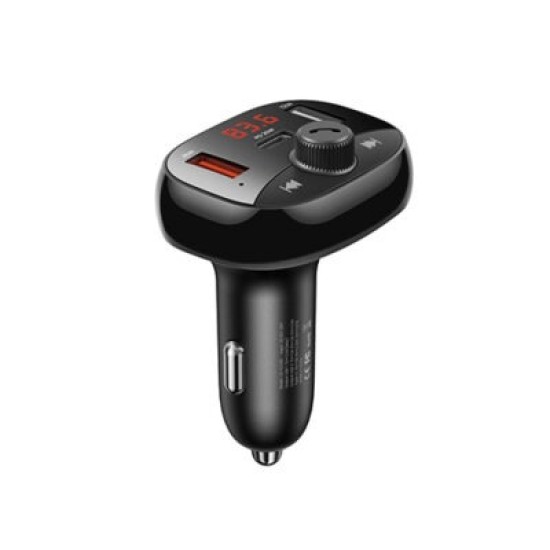 USAMS 50W 3 Ports Car Charger Digital Display Wireless Car Adapter Kit