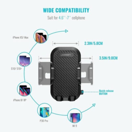 UGREEN PHONE HOLDER 60196 WITH SUCTION CUP BLACK