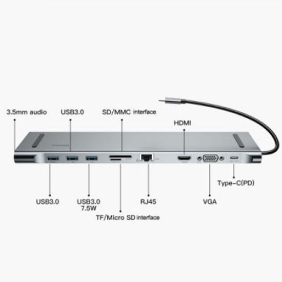 Baseus Enjoyment Series 10 in 1 Type C HUB Docking Station CATSX-FOG