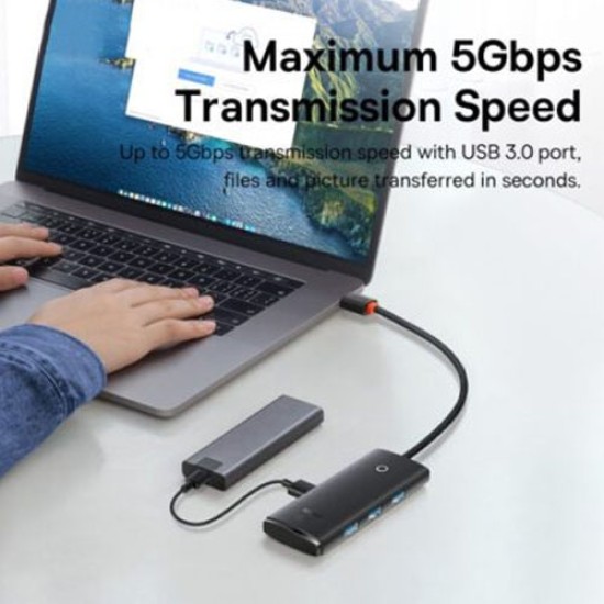 BASEUS LITE SERIES USB 3.0 4 PORT HUB 1M (WKQX030101)