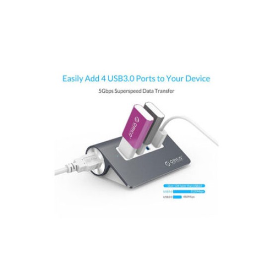 ORICO 4 Port USB 3.0 Aluminum Portable Data Hub with 3.3ft Extension Cable