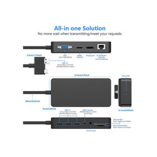 Surface Pro Dock For Surface Pro 4/5/6 Hub Docking Station