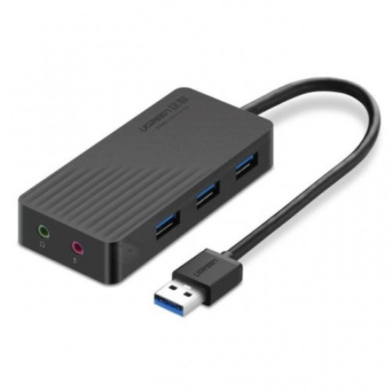 UGREEN 3PORT USB 2.0 HUB WITH EXTERNAL STEREO SOUND ADAPTER (30421)