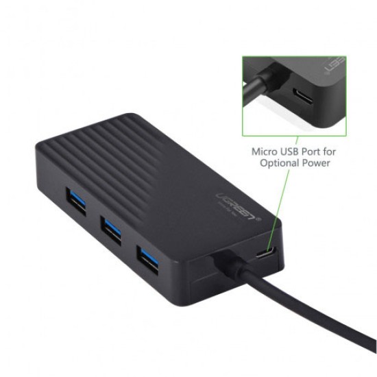 UGREEN 3PORT USB 2.0 HUB WITH EXTERNAL STEREO SOUND ADAPTER (30421)