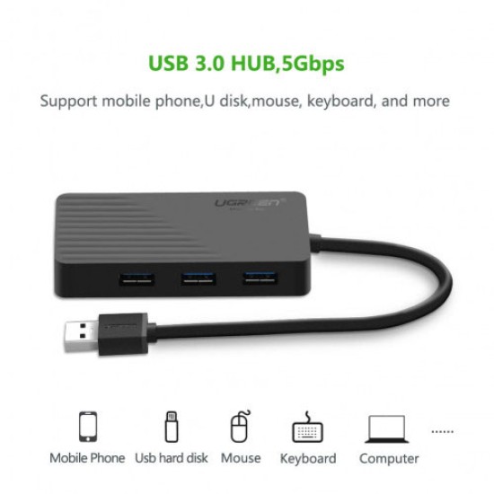UGREEN 3PORT USB 2.0 HUB WITH EXTERNAL STEREO SOUND ADAPTER (30421)