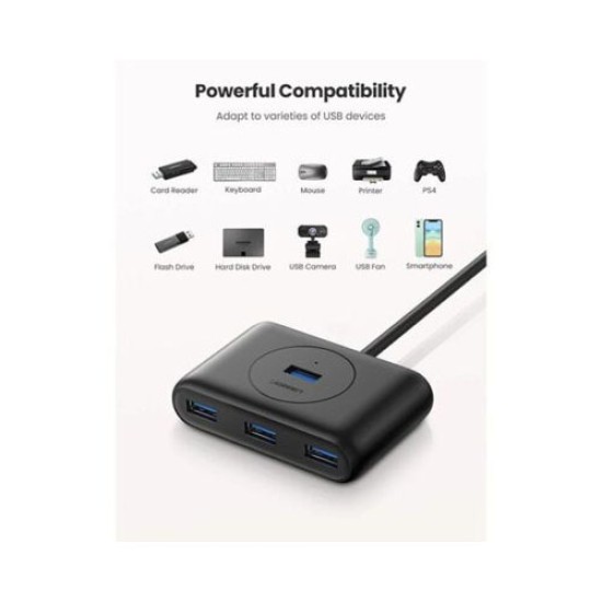 UGREEN 25CM BLACK USB 3.0 HUB (50263)