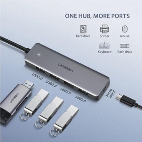 UGREEN USB 3.0 HUB 4PORT METAL PLATE SLIM (50985)