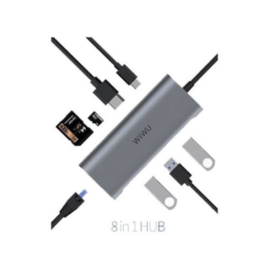 WIWU 8 IN 1 USB C MULTIFANCTION HUB (A831HRT) WIWU 8 IN 1 USB C MULTIFANCTION HUB (A831HRT)