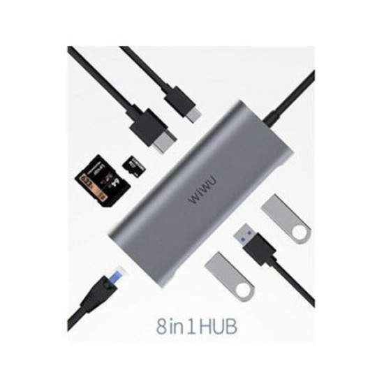 WIWU ALPHA A831HRT 8 IN 1 TYPE C MULTIFUNCTION HUB WIWU ALPHA A831HRT 8 IN 1 TYPE C MULTIFUNCTION HUB