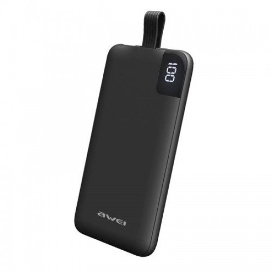 AWEI P67K 10000 mah Multiple Output Power Bank With Black Cable AWEI P67K 10000 mah Multiple Output Power Bank With Black Cable