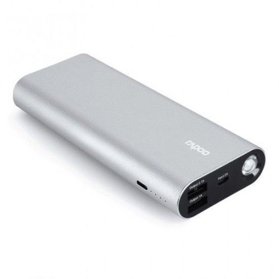 Rapoo P370 13000Mah Duel USB Power Bank Silver Rapoo P370 13000Mah Duel USB Power Bank Silver