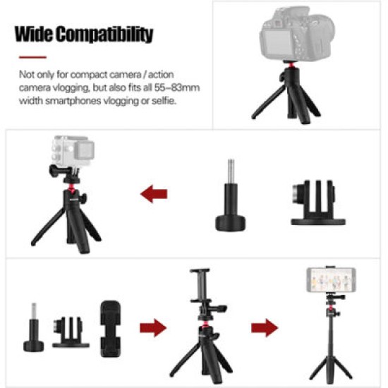 IEDiSTAR DX-06 Portable Vlog Selfie Stick Extension Pole With Tabletop Tripod Function With Foldable Phone Holder