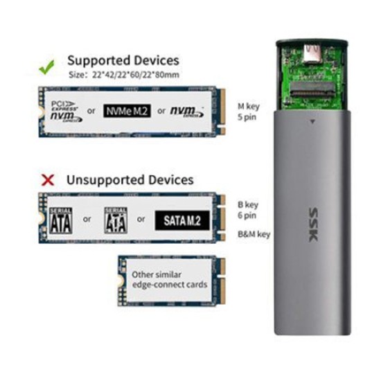 SSK C326 Aluminum USB C to M.2 GEN-2 Enclosure Reader SSK C326 Aluminum USB C to M.2 GEN-2 Enclosure Reader