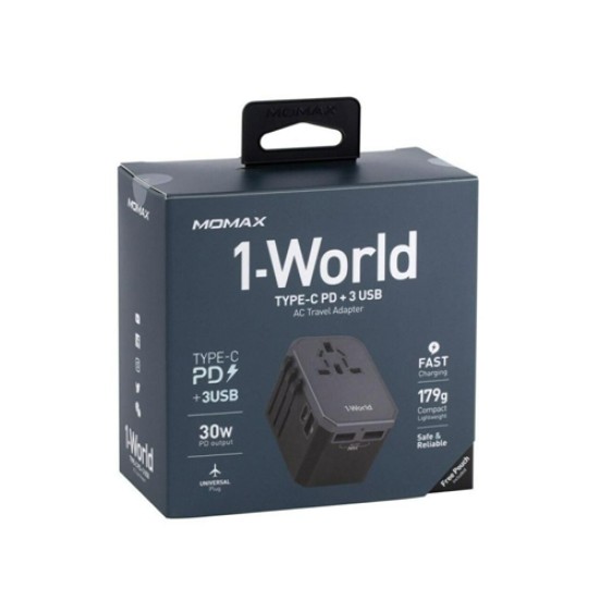 MOMEX 1- WORLD TYPE C +3 USB UNIVERSEL TRAVEL ADAPTER 30W MOMEX 1- WORLD TYPE C +3 USB UNIVERSEL TRAVEL ADAPTER 30W